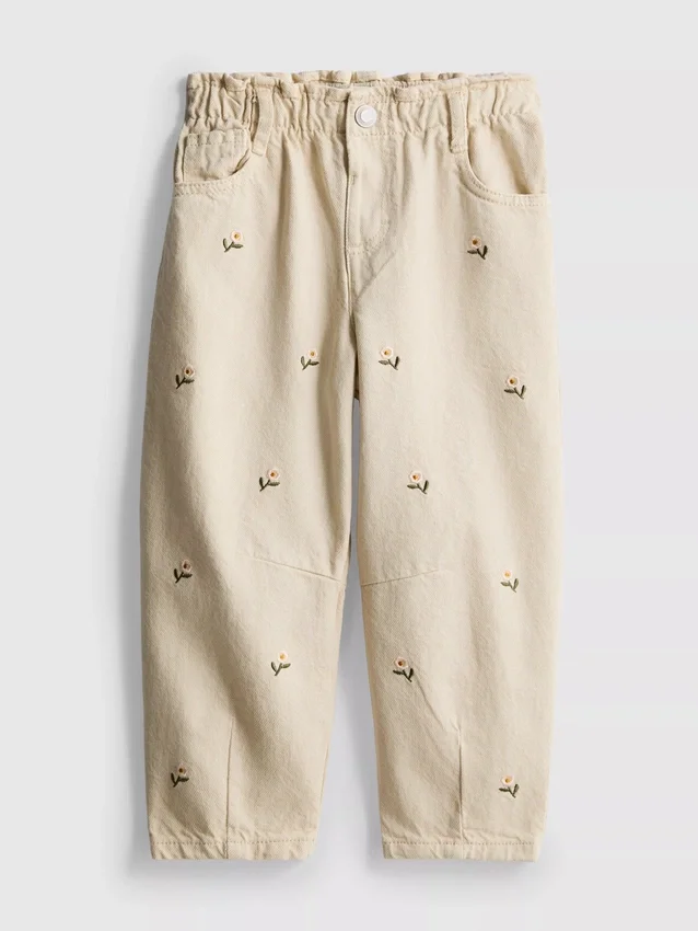1.5-8yrs | floral embroidered paperbag jeans