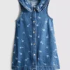 1.5-8yrs | floral sleeveless collared denim dress