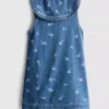 1.5-8yrs | floral sleeveless collared denim dress