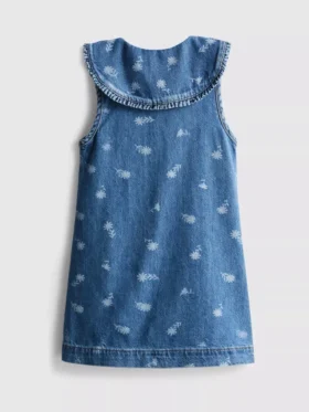 1.5-8yrs | floral sleeveless collared denim dress