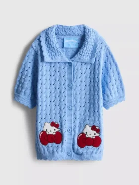 1.5-8yrs | hello kitty collared short-sleeve cardigan