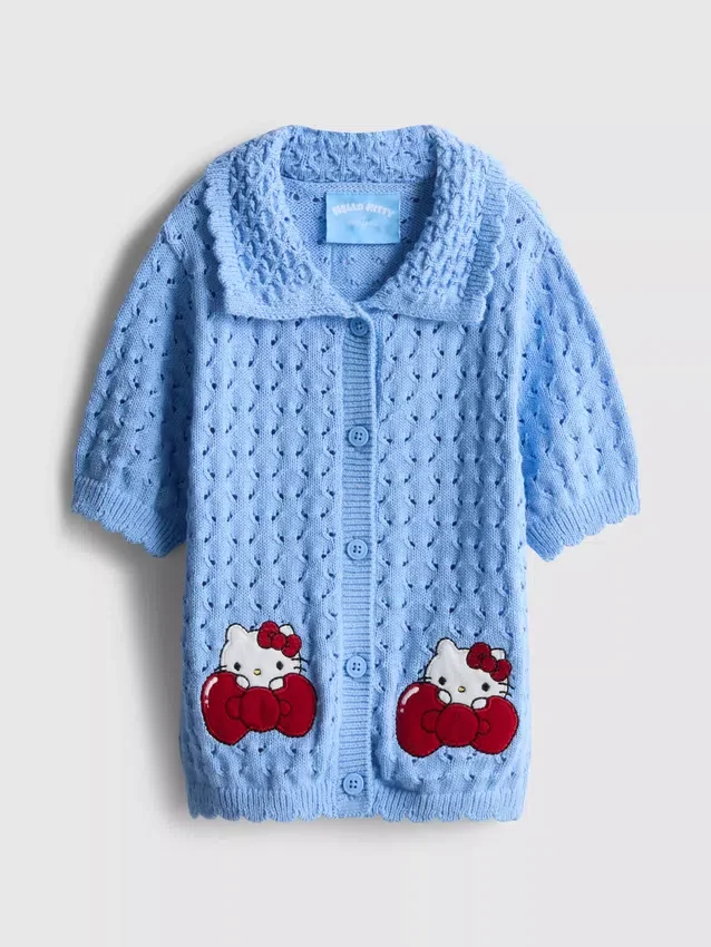 1.5-8yrs | hello kitty collared short-sleeve cardigan