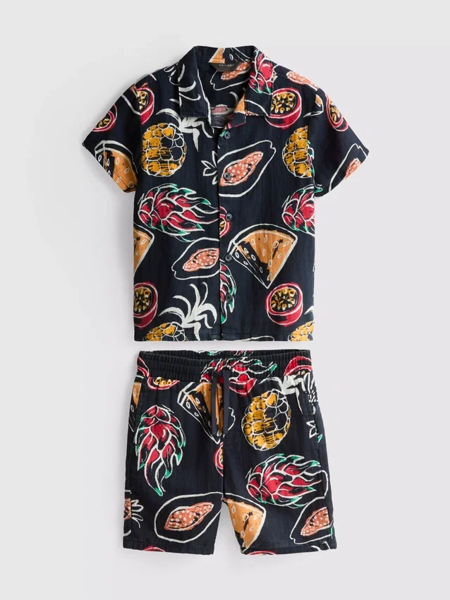 1.5-8yrs | printed shirt and shorts set