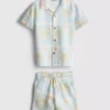 1.5-8yrs | printed textured shirt and shorts set
