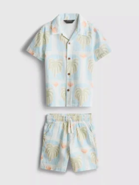 1.5-8yrs | printed textured shirt and shorts set