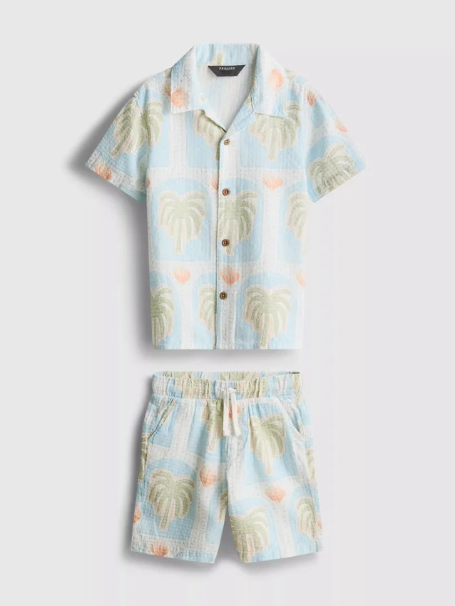 1.5-8yrs | printed textured shirt and shorts set