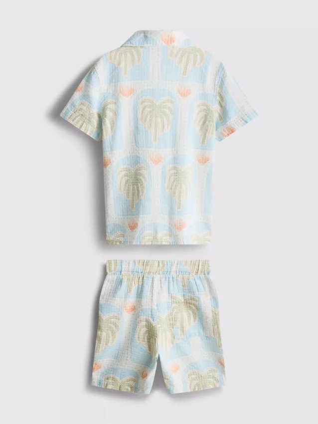 1.5-8yrs | printed textured shirt and shorts set