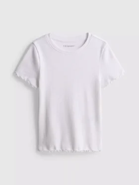 1.5-8yrs | ribbed lettuce trim t-shirt