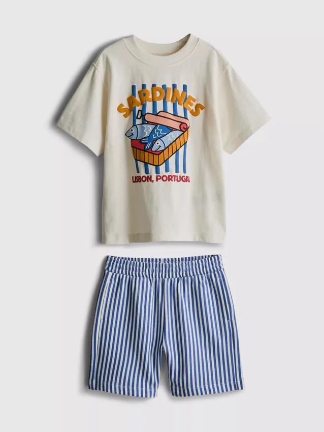 1.5-8yrs | sardine graphic t-shirt and shorts set