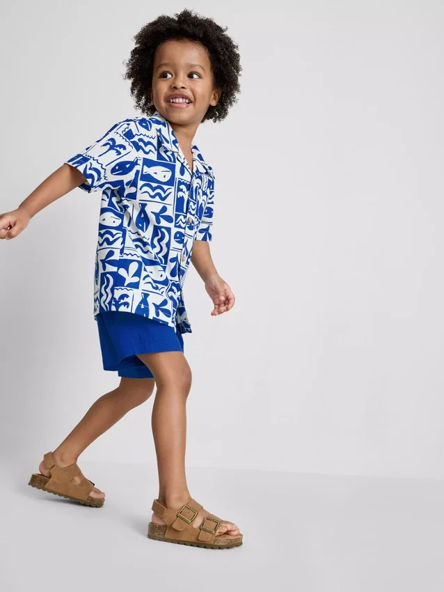 1.5-8yrs | slub cotton shirt and shorts set