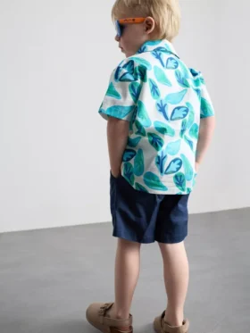 1.5-8yrs | slub cotton shirt and shorts set