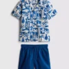 1.5-8yrs | slub cotton shirt and shorts set
