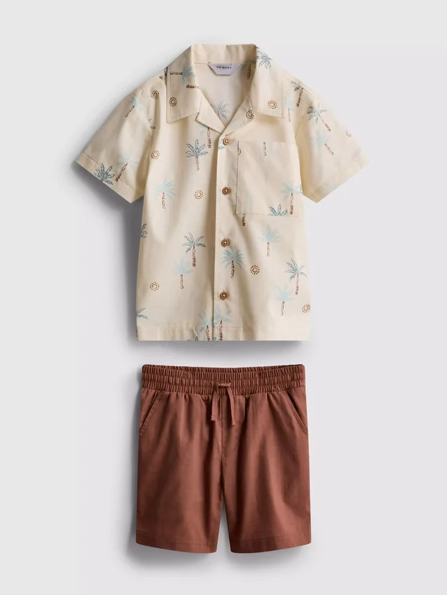 1.5-8yrs | slub cotton shirt and shorts set