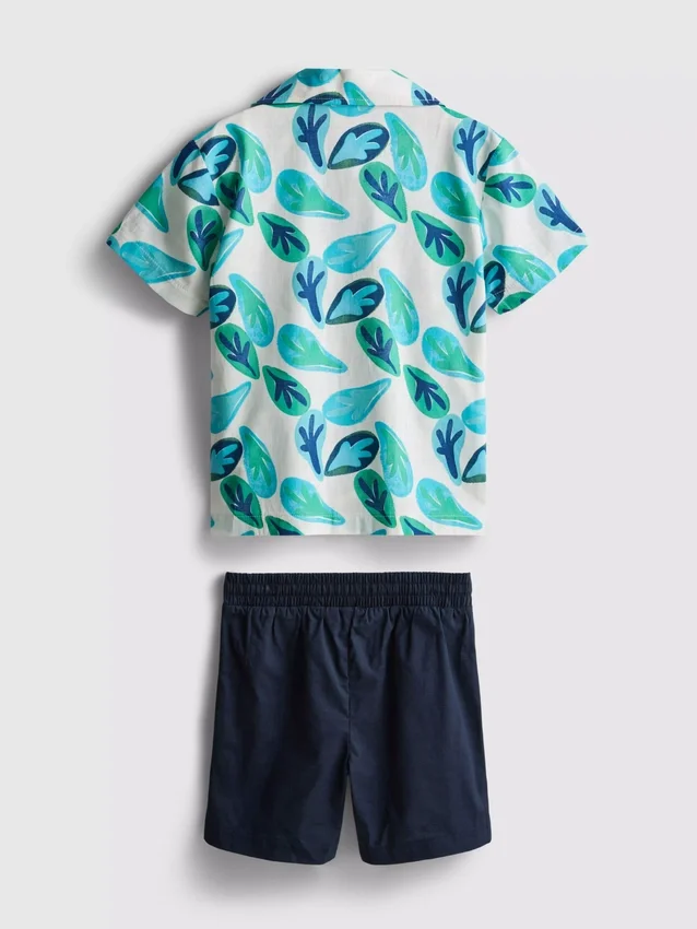 1.5-8yrs | slub cotton shirt and shorts set