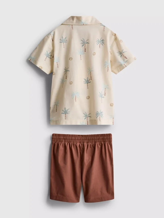 1.5-8yrs | slub cotton shirt and shorts set