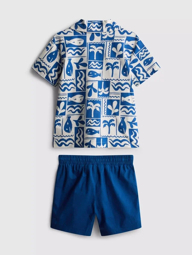 1.5-8yrs | slub cotton shirt and shorts set