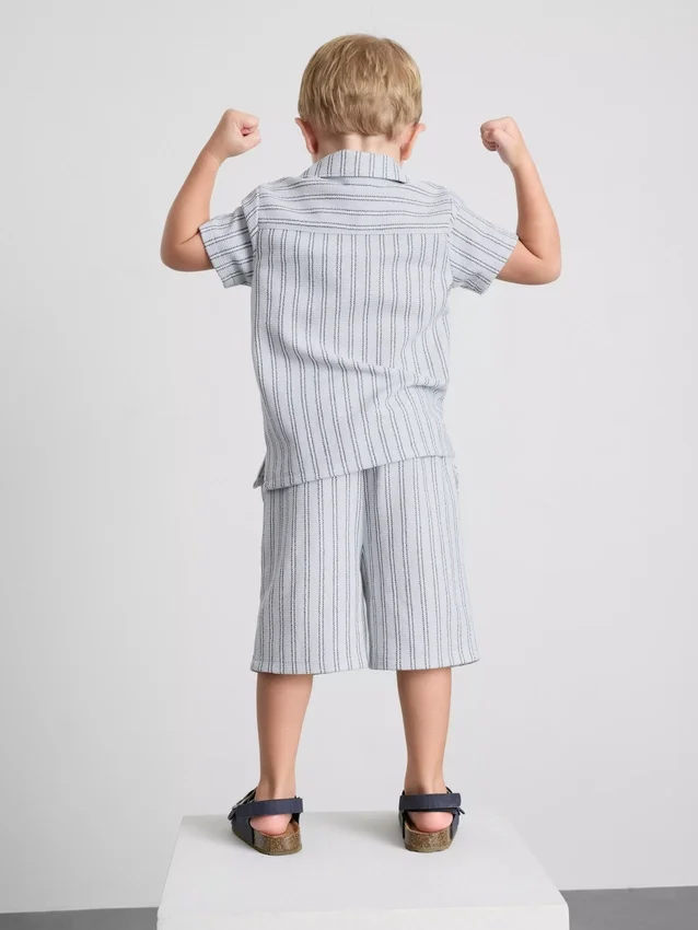 1.5-8yrs | stripe knit shirt and shorts set