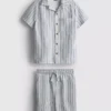 1.5-8yrs | stripe knit shirt and shorts set