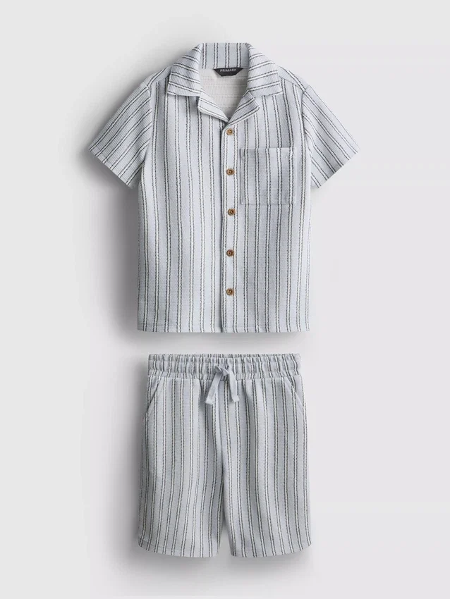 1.5-8yrs | stripe knit shirt and shorts set