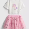 1.5-8yrs | unicorn graphic t-shirt and tutu skirt set