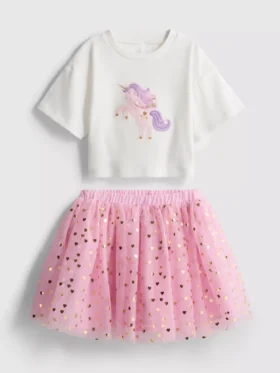 1.5-8yrs | unicorn graphic t-shirt and tutu skirt set