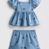 1.5-9yrs | chambray blouse and shorts set
