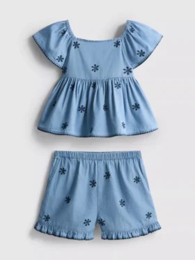 1.5-9yrs | chambray blouse and shorts set
