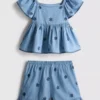 1.5-9yrs | chambray blouse and shorts set