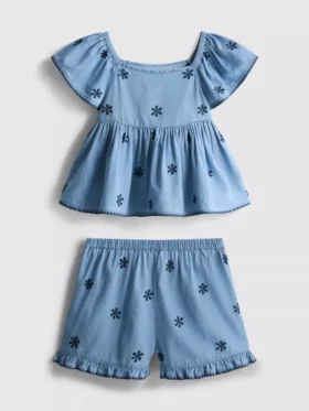 1.5-9yrs | chambray blouse and shorts set