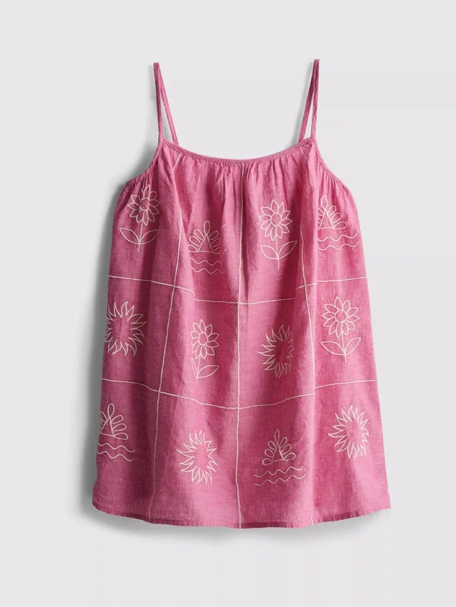 1.5-9yrs | chambray embroidered cami dress