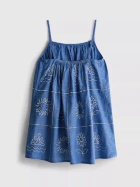 1.5-9yrs | chambray embroidered cami dress