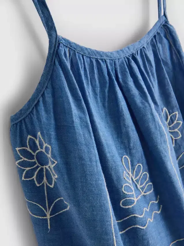 1.5-9yrs | chambray embroidered cami dress