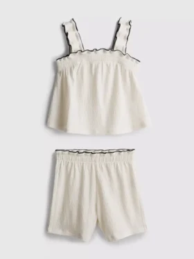 1.5-9yrs | crinkle textured blouse and shorts set