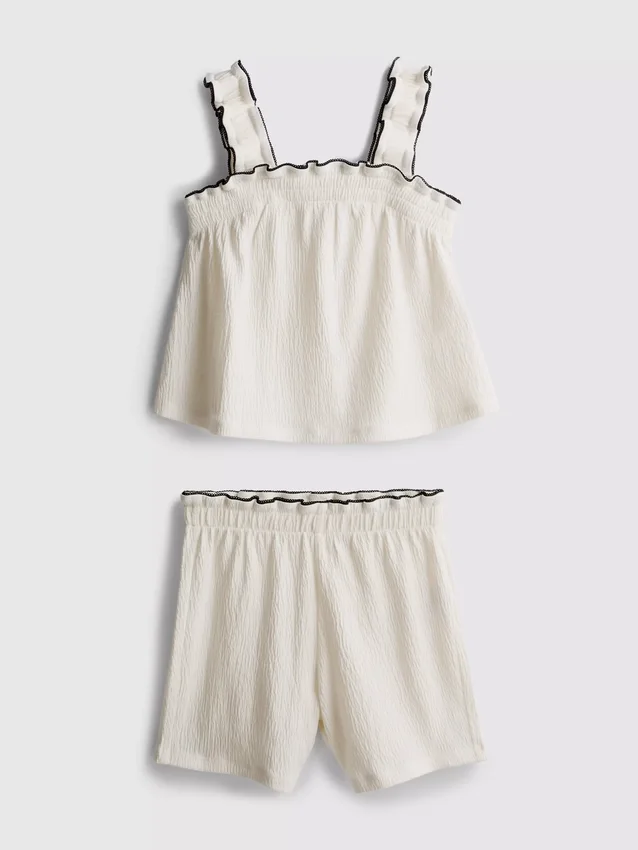 1.5-9yrs | crinkle textured blouse and shorts set