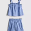1.5-9yrs | crinkle textured blouse and shorts set