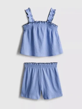 1.5-9yrs | crinkle textured blouse and shorts set