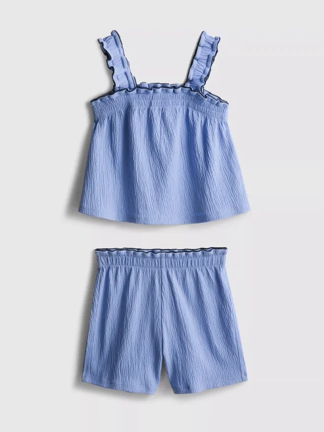1.5-9yrs | crinkle textured blouse and shorts set