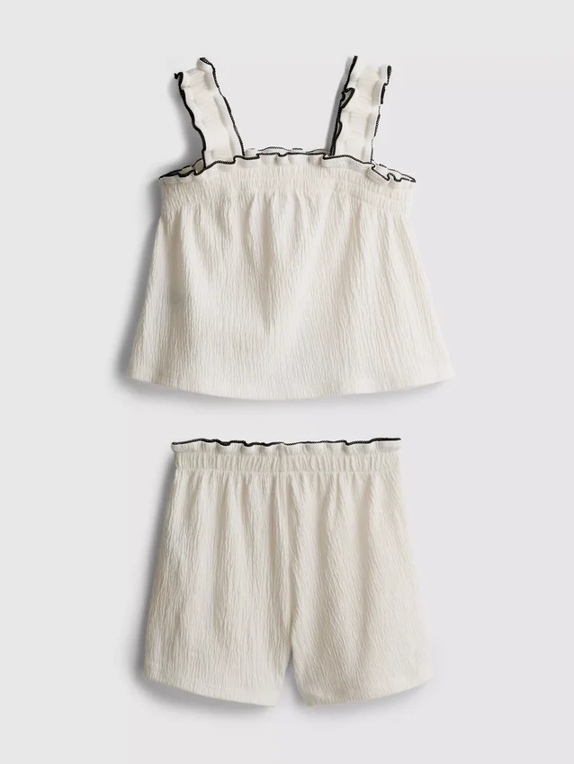1.5-9yrs | crinkle textured blouse and shorts set