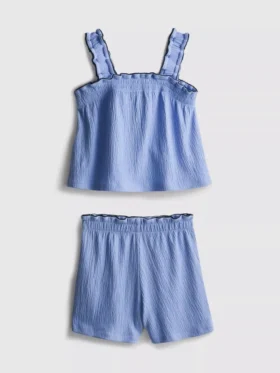 1.5-9yrs | crinkle textured blouse and shorts set