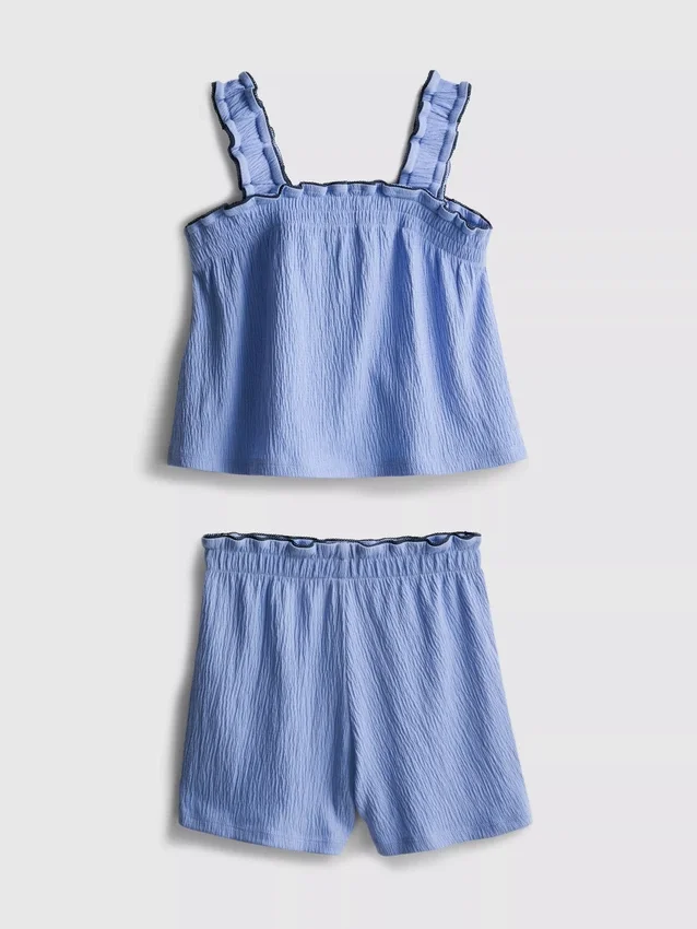 1.5-9yrs | crinkle textured blouse and shorts set