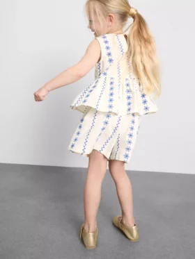 1.5-9yrs | embroidered blouse and shorts set