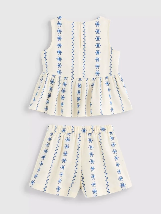 1.5-9yrs | embroidered blouse and shorts set
