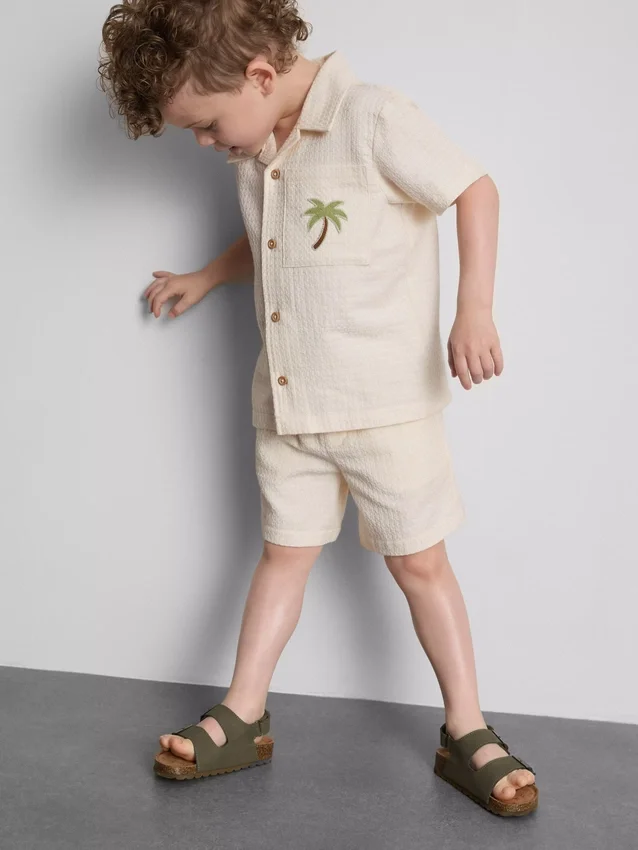 1.5-9yrs | embroidered shirt and shorts set