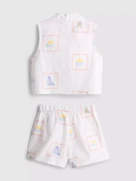 1.5-9yrs | embroidered sleeveless shirt and shorts set