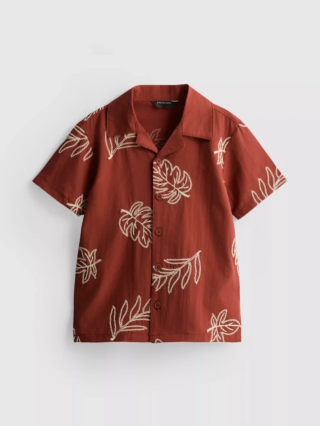 1.5-9yrs | leaf embroidered shirt