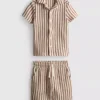 1.5-9yrs | stripe knit shirt and shorts set