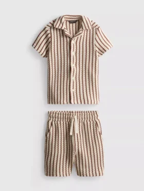 1.5-9yrs | stripe knit shirt and shorts set