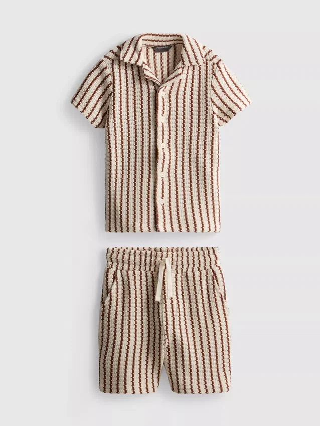 1.5-9yrs | stripe knit shirt and shorts set