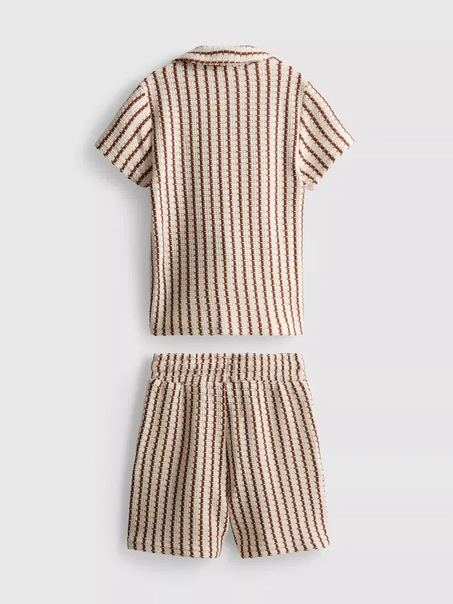 1.5-9yrs | stripe knit shirt and shorts set