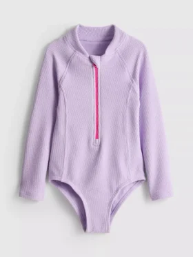 1.5-9yrs | textured long sleeve swimsuit